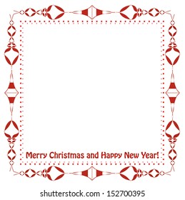 Christmas frame with text. Vintage style red Christmas frame design with sample text. Isolated editable vector design.