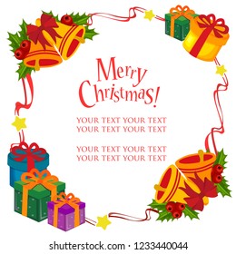 christmas frame theme with gift box bell