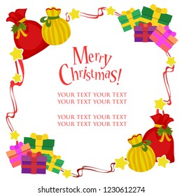 christmas frame theme with gift sacks