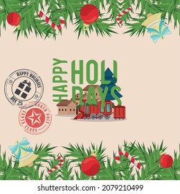 marco de navidad con iconos del tren