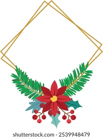 Christmas frame with Christmas tree branches and Christmas ornaments