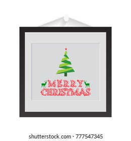 Christmas frame with typographic and tree