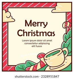 Christmas frame vector hand-drawn illustration