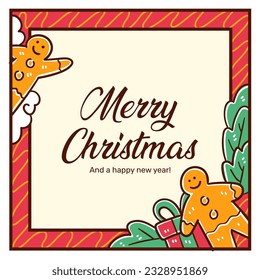 Christmas frame vector hand-drawn illustration