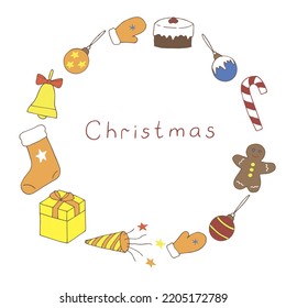 Christmas frame vector illustration, hand drawing doodles