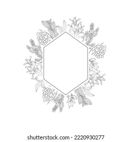 Christmas Frame with Winter Plants. Vector Illustration.