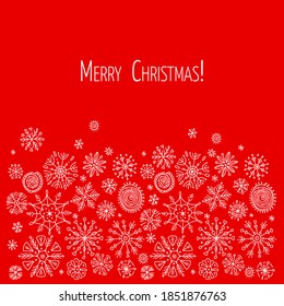 Christmas Frame for your design. Hand drawn snowflakes. Vector illustration
