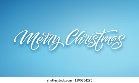 Christmas framed hand drawn lettering. Xmas calligraphy on frost background. Christmas frozen lettering in rectangle frame. Xmas calligraphy. Banner and postcard design. Isolated vector illustration