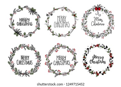 Christmas frames branches wreath