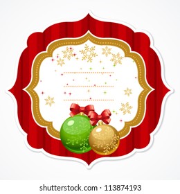 Christmas frames with colored balls and bows