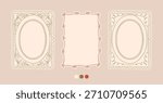 Christmas frames set with cozy cottagecore aesthetic decorative elements. Retro hand drawn charming doodle cottage core border. Vintage Christmas postmark, stamp