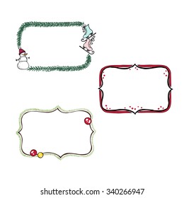 Christmas frames - a set of three hand-drawn winter frames, for any text design