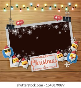 Christmas frames,vector christmas border with Winter Holidays Emoticon. Smile Emoticon., christmas frame picture