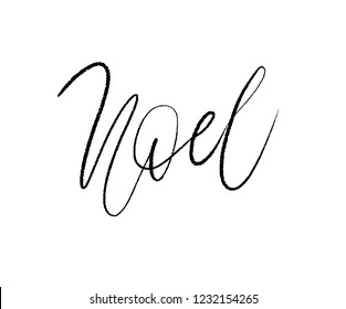 Christmas in French greeting. Noel Calligraphic lettering design on white background.