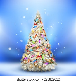 Christmas Frost fir tree on light blue. EPS 10 vector file included