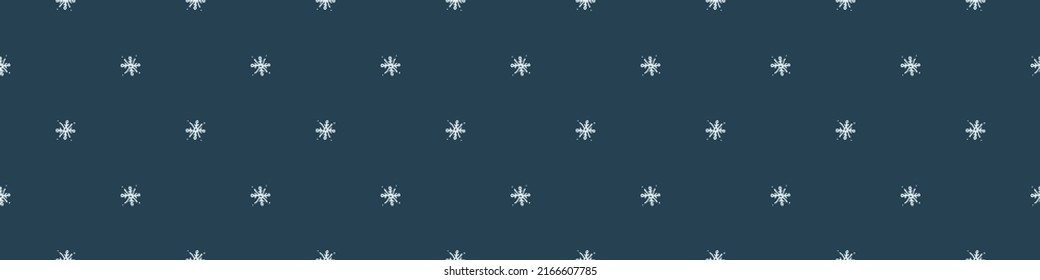 El copo de nieve congelado de Navidad bordea el vector sin costuras. Diseño gráfico de nieve de invierno para envolver papel, Navidad, pancarta helada. Estrella de diciembre dibujada a mano de feriado.
