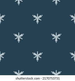 Patrón vectorial sin costuras de copos de nieve congelado de Navidad. Diseño gráfico de nieve de invierno para envolver papel, Navidad, papel pintado helado. Estrella de diciembre dibujada a mano de feriado.