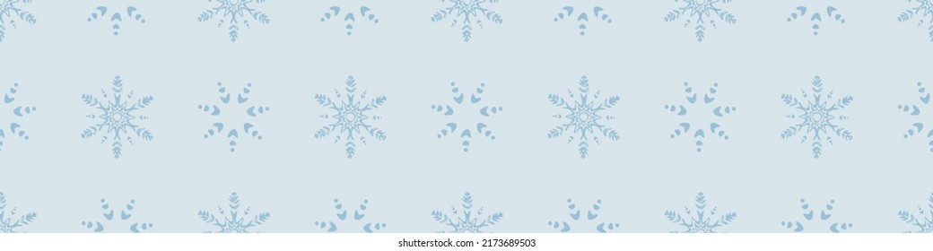 El copo de nieve congelado de Navidad bordea el vector sin costuras. Diseño gráfico de nieve de invierno para envolver papel, Navidad, pancarta helada. Estrella de diciembre dibujada a mano de feriado.