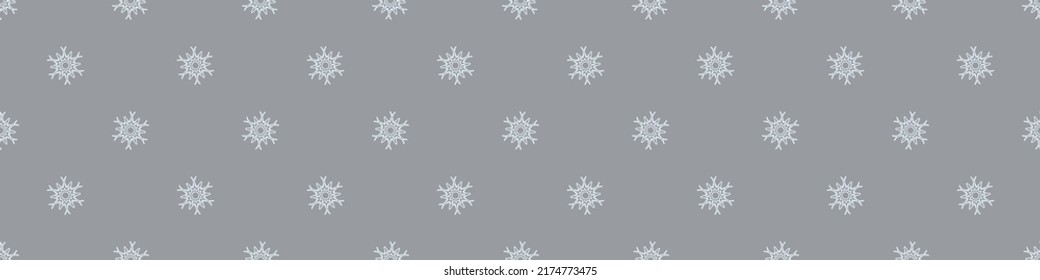 El copo de nieve congelado de Navidad bordea el vector sin costuras. Diseño gráfico de nieve de invierno para envolver papel, Navidad, pancarta helada. Estrella de diciembre dibujada a mano de feriado.