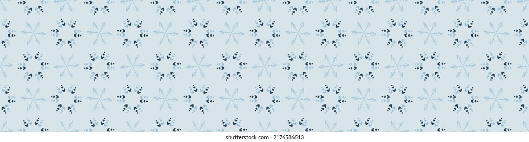El copo de nieve congelado de Navidad bordea el vector sin costuras. Diseño gráfico de nieve de invierno para envolver papel, Navidad, pancarta helada. Estrella de diciembre dibujada a mano de feriado.