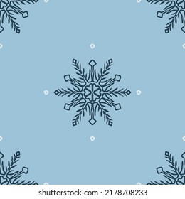 Patrón vectorial sin costuras de copos de nieve congelado de Navidad. Diseño gráfico de nieve de invierno para envolver papel, Navidad, papel pintado helado. Estrella de diciembre dibujada a mano de feriado.