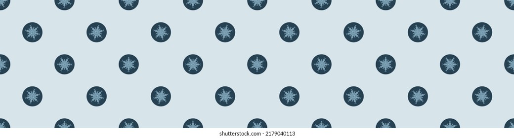 Christmas frozen snowflake seamless vector border. Masculine winter snow graphic design for wrapping paper, Xmas, frosty banner. Holiday hand drawn December star.
