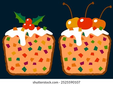 Bolo de Natal. Mês Nacional do Fruitcake. Bolo de frutas tradicional alemão de férias. Bolo de Natal tradicional com frutas e nozes