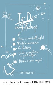 Christmas fun Checklist. Chalked winter elements