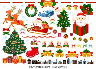 Christmas fun illustration, Christmas tree, Santa Claus