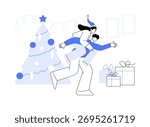 Christmas fun isolated cartoon vector illustrations. Young happy couple having fun during Christmas time, celebration, winter holiday event, special occasion, romantic moment vector cartoon.