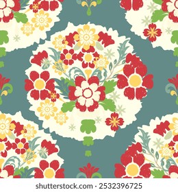Christmas fun print and seamless pattern Hand-drawn  illustration with green background floral collection of prints and new year patterns