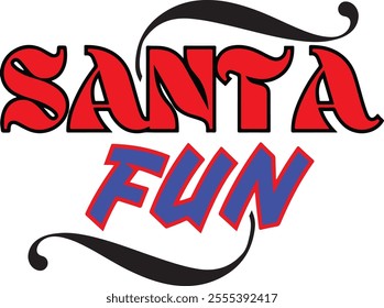 Christmas Fun typography vector with playful calligraphy, perfect for holiday cards, decorations, T-shirts, festive designs, and seasonal projects.