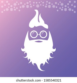 Christmas funky hipster poster for party or greeting card. Vector illustration. Santa Claus with vintage round sunglasses isoalted on violet background. vector merry christmas card design