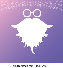 Christmas funky hipster poster for party or greeting card. Vector illustration. Santa Claus with vintage round sunglasses isoalted on violet background. vector merry christmas card design