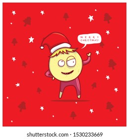 Christmas funny cartoon monsters, vector illustration.