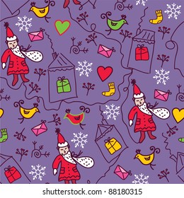 Christmas funny doodle seamless pattern