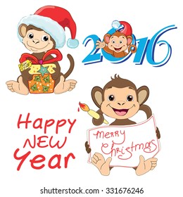 "Christmas funny monkey collection" for design