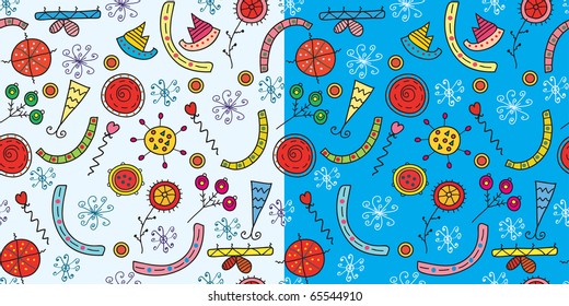 Christmas funny patterns seamless set