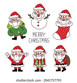 Christmas with funny Santa Claus character design illustration