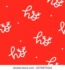 Christmas funny seamless pattern with Ho ho ho Santa laughing. Simple holiday background for christmas wrapping paper.