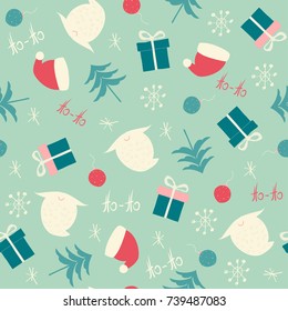 Christmas funny seamless pattern. Vector hand drawn illustration.