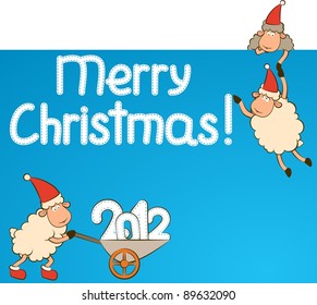 Christmas funny sheep and numbers 2012 year. Vector