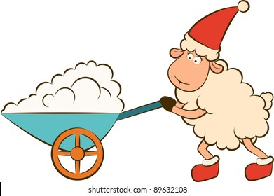 Christmas funny sheep. Vector