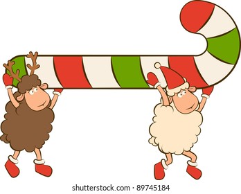 Christmas funny sheep. Vector