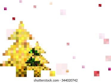 Christmas fur tree postcard vector pattern