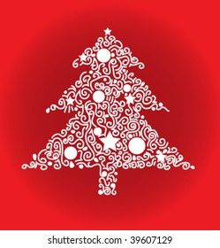 Christmas fur tree. Vector.