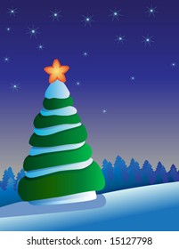 Christmas fur-tree against the night sky