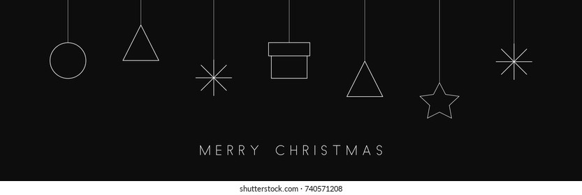 Christmas futuristic greeting card - minimalistic design. Creative xmas banner.