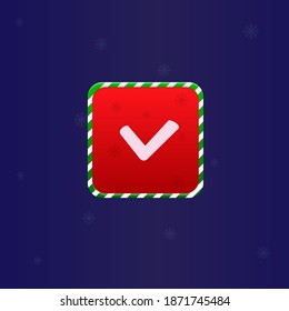 Christmas Game UI Check Mark Button Colorful Simple Cute Colorful On Blue Background Vector Design