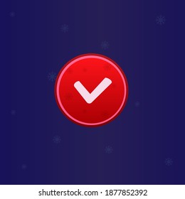 Christmas Game UI Check Mark Round Button Colorful Simple Cute Colorful On Blue Background Vector Design